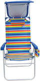 Beach Hi-Boy 17" Extended Seat Height Folding Beach Chair with Sun Shade Canopy Cover