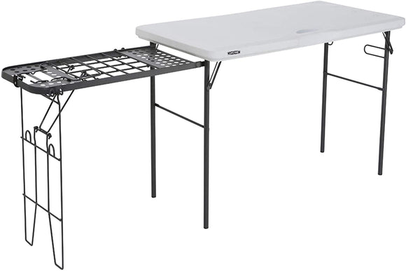 Folding Tailgate Camp Table with Grill Rack, White