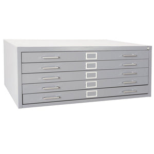 Lee 244876GY Dove Gray Steel 5 Drawer Flat File, 16-1/8" Height x 40-3/4" Width x 28-3/8" Depth