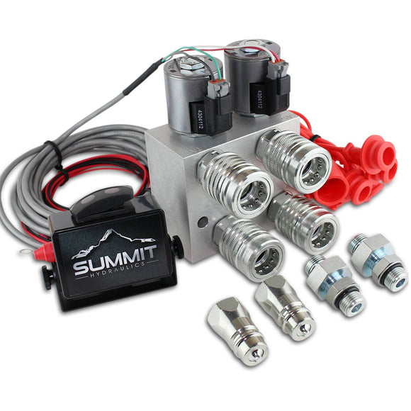 Hydraulic Multiplier, SCV Splitter / Diverter Manifold Valve Kit with Couplers and Switch Box Control, Turn 1 Circuit into 2 Circuits!