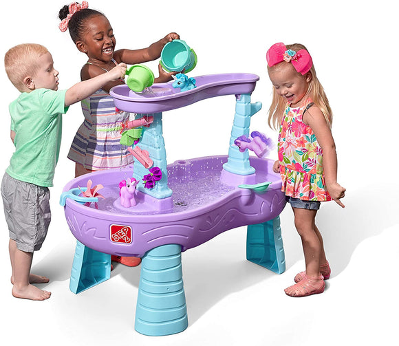 Rain Showers & Unicorns Water Table | Kids Purple Water Play Table with 13-Pc Unicorn Accessory Set