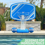 Splash Hoop PRO Swimming Pool Basketball Game, Includes Poolside Water Basketball Hoop, 2 Balls and Pump