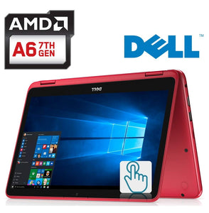 Dell Inspiron 11.6-inch 2-in-1 Touchscreen Laptop PC AMD A6-9220e up to 2.4GHz Processor, 4GB DDR4, 32GB eMMC, MaxxAudio, HDMI, Bluetooth, Webcam, WiFi, Windows 10, Customize Color SD Size