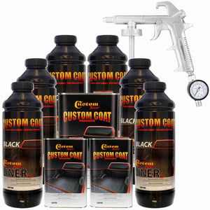 Custom Coat BLACK 6 Liter Urethane Spray-On Truck Bed Liner Kit with FREE Custom Coat Spray Gun with Regulator