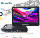 10.1 Inch Portable Blu-Ray DVD Player with Rechargeable Battery, Support USB/SD Card, HDMI Out & AV in, Snyc Screen, 1080P Video, Dolby Audio, Last Memory(Black)