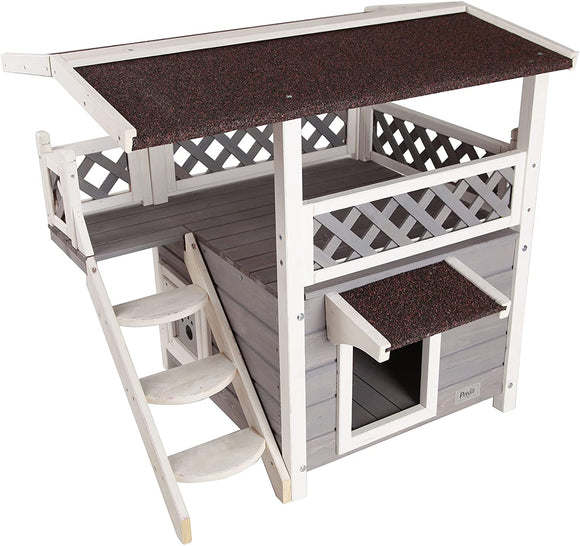 Petsfit Cat House for Outdoor Cats Weatherproof with Escape Door