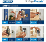 Schlage Encode Smart WiFi Deadbolt with Camelot Trim in Satin Nickel (BE489WB CAM 619)