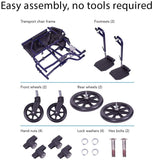 Carex Transport Wheelchair – 19 inch Seat – Folding Transport Chair with Foot Rests – Foldable Wheel Chair for Travel and Storage