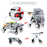 Multi-Purpose Folding Single Stroller Wagon with Deep Carriage, Zipper Doors, Removable & Reversible Canopy, Seat (Chariot Mini Black)