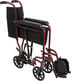 Aluminum Transport Wheelchair – 19” Wheel Chair Transport Chair – Burgundy