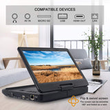 10.1 Inch Portable Blu-Ray DVD Player with Rechargeable Battery, Support USB/SD Card, HDMI Out & AV in, Snyc Screen, 1080P Video, Dolby Audio, Last Memory(Black)