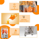 Commercial Orange Juicer Machine Automatic Electric Citrus Juice Squeezer Lemonade Making Machine Heavy Duty with Industrial Stainless Steel Bins