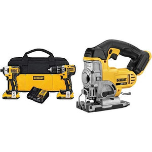 DEWALT DCK283D2 20V MAX XR Compact Cordless Drill/Driver & Impact Driver Combo Kit with DCS331B 20-Volt MAX Li-Ion Jig Saw (Tool Only)