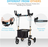 Narrow Lightweight Upright Walker, Stand Up Rollator Walker with Arm Rests Support Up to 300lbs (Champagne)