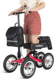 Shock Absorber All Terrain Knee Walker Scooter-with 12 Inches Durable Air Filled Wheels, Steerable Knee Walker Heavy Duty Crutches Alternative for Foot Injuries Ankles Surgery (Blue)