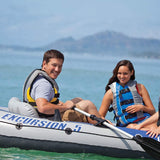Intex Excursion 5 Person Inflatable Raft, 2 Oars & 2 Red Life Jackets, Large XL