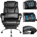 170 Degree Reclining Ergonomic Office Chair,djustable High Back Gaming Chair with Footrest Remover Lumbar Support Computer Executive Leather Chair Heavy Duty