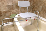 Swiveling and Sliding Bathtub Transfer Bench and Shower Chair (Reg) (77662). Swiveling and Sliding system, Multiple Safety Features, Tool-Less Assembly, Height Adjustable and High Weight Capacity.