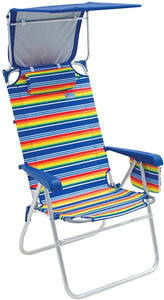 Beach Hi-Boy 17" Extended Seat Height Folding Beach Chair with Sun Shade Canopy Cover