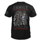 "Family is not about blood, it's about who has your back" Bisexual Short-sleeve Tee Shirt - Posh Black