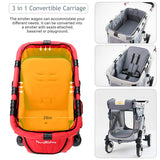 Multi-Purpose Folding Single Stroller Wagon with Deep Carriage, Zipper Doors, Removable & Reversible Canopy, Seat (Chariot Mini Black)