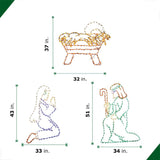 Fraser Hill Farm 4 ft. 533-Light Multi-Color Nativity Set Novelty Light (3-Piece)