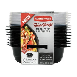 Rubbermaid TakeAlongs 5 Cup Meal Prep Container - Bowl (Built-In Divider), 8 Pack