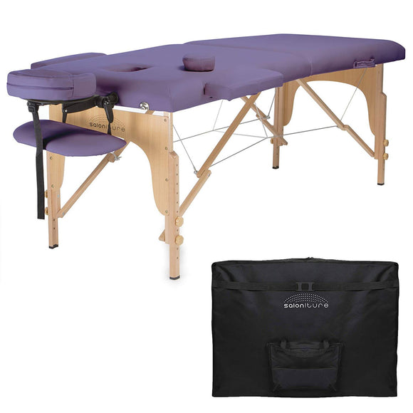 Saloniture Professional Portable Folding Massage Table with Carrying Case – Lavender