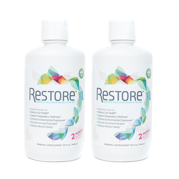 Restore for Gut Health | Restore 4 Life Terrahydrite Humic Substances & Mineral Amino Acid Complexes for Digestive Wellness, Immune Function, Environmental Factors, Mental Clarity | 2-Pack