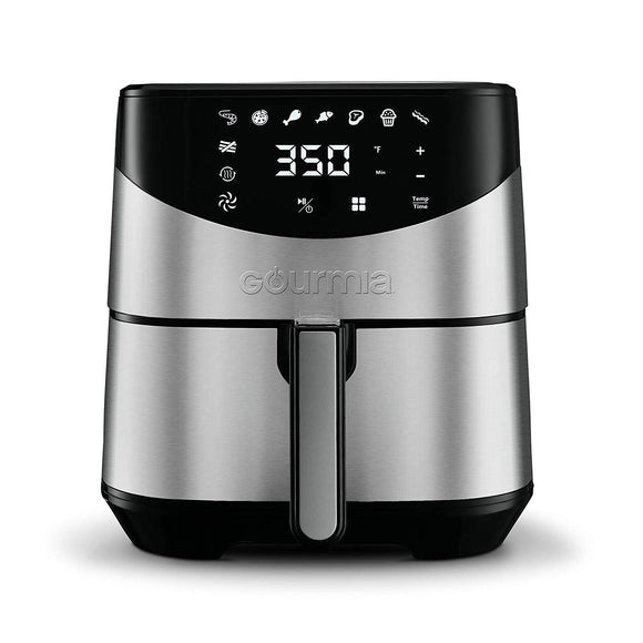 Gourmia GAF645 Digital Stainless Steel Air Fryer | Oil-Free Healthy Cooking | 6-Quart Capacity | 8 Cook Modes | Removable, Dishwasher-Safe Basket | Free Recipe Book Included