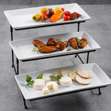 GIBSON elite Gracious Dining 4-Piece White 3-Tier Fine Ceramic Cake Stand with Metal Rack