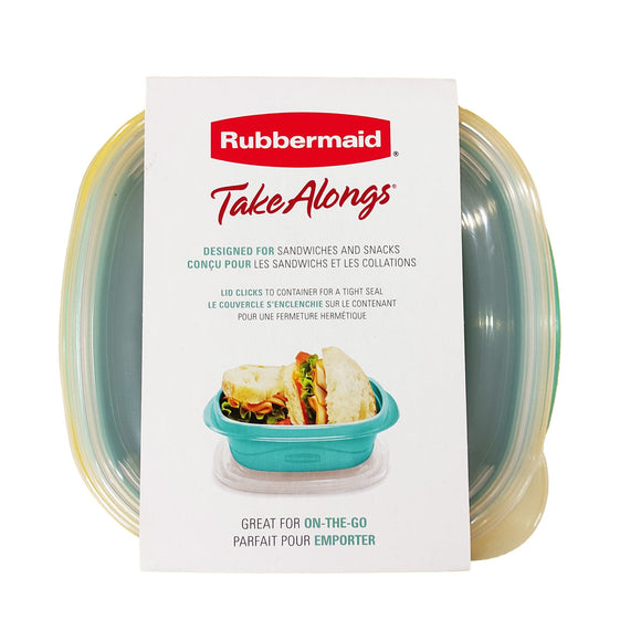 Rubbermaid TakeAlongs 2.9 Cup Sandwich Green Food Storage Container, 4 Pack