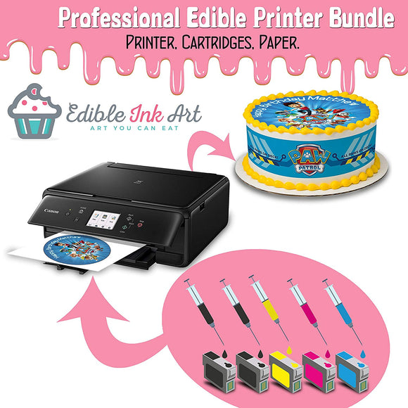 Edible Printer Bundle Comes with INKUTEN Refillable Edible Ink Cartridges and 24 Frosting Sheets – Edible Printer for cakes By EdibleInkArt