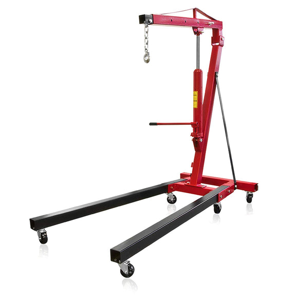 Best Choice Products 2-Ton Folding Engine Hoist Crane for Automobile, Car Shop w/ 8in Chain, 5/8 Clevis Slip Hook – Red