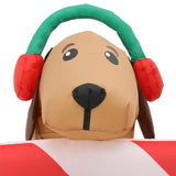 Home Accents Holiday 8 ft. W Pre-Lit Giant Airblown Inflatable Christmas Puppies with Candy Cane Scene