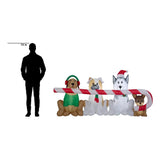 Home Accents Holiday 8 ft. W Pre-Lit Giant Airblown Inflatable Christmas Puppies with Candy Cane Scene