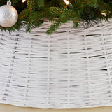 Home Accents Holiday 27 in. D White Wicker Christmas Tree Collar