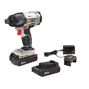 Porter-Cable PCC641LBR 20V MAX Cordless Lithium-Ion 1/4 in. Hex Impact Driver Kit (Renewed)