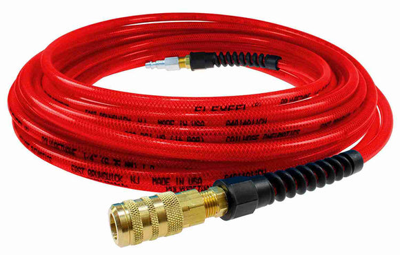 Coilhose Pneumatics PFE4100TRS15X Flexeel Reinforced Polyurethane Air Hose 1/4 ID 100′ Length with 1/4 Industrial Coupler & Connector