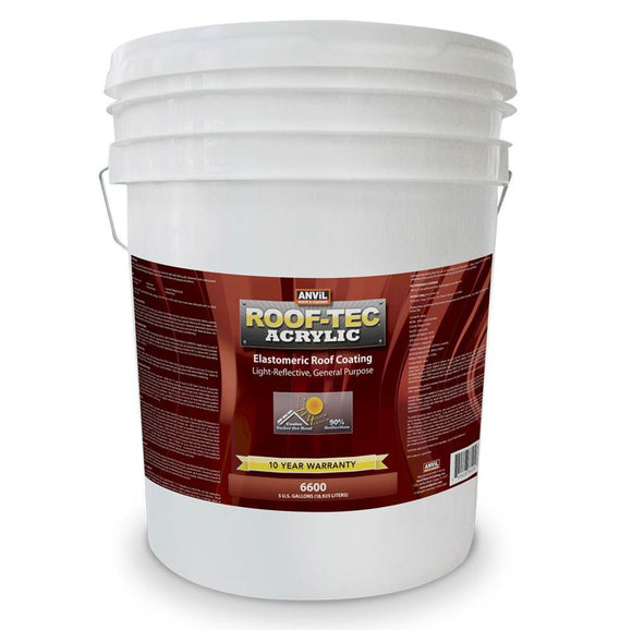 Anvil ROOF-TEC Acrylic White Elastomeric Roof Coating – 5 Gallon