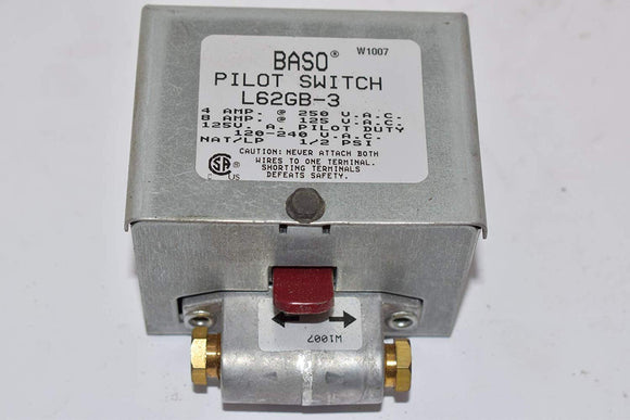 BASO L62GB-3C Spst Manual Reset Pilot Switch with 100% Shutoff with Universal Mounting Plate, 3.4′ Height, 2.8′ Width, 2.0′ Length