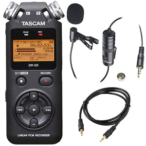 Tascam DR-05 (Version 2) Portable Handheld Digital Audio Recorder (Black) with Deluxe accessory bundle