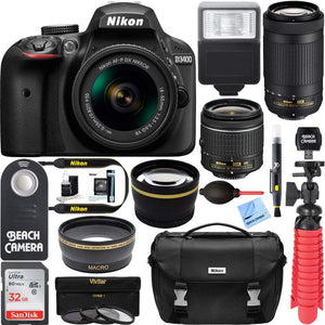 Nikon D3400 DSLR Camera + AF-P DX 18-55mm +70-300mm NIKKOR Zoom Lens Bundle Kit