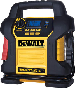 DEWALT DXAEJ14 Power Station Jump Starter: 1400 Peak/700 Instant Amps, 120 PSI Digital Air Compressor, 3.1A USB Ports, and Battery Clamps