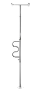 Stander Security Pole & Curve Grab Bar – Elderly Tension Mounted Transfer Pole + Bathroom Assist Grab Bar – Iceberg White