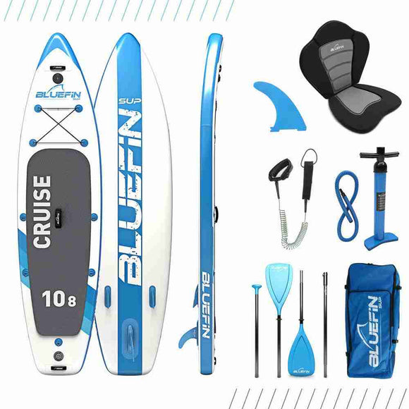 Bluefin SUP Stand Up Inflatable Paddle Board with Kayak Conversion Kit | Ultimate iSUP Kayak Bundle 10’8” 12’0” and 15’0