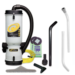 ProTeam Commercial Backpack Vacuum Cleaner LineVacer HEPA Vacuum Backpack with High Filtration Tool Kit 10 Quart Corded