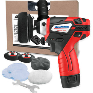 ACDelco G12 Series 12V Cordless 3 Mini Polisher Tool Set with 2 Li-ion Batteries, Charger, and Accessory Kit, ARS1212