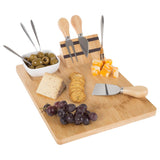 Classic Cuisine 9-Piece Bamboo Cheese Serving Tray Set with Stainless Steel Cutlery