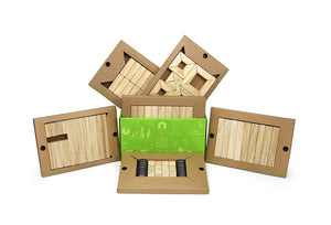 130 Piece Tegu Classroom Magnetic Wooden Block Set, Natural